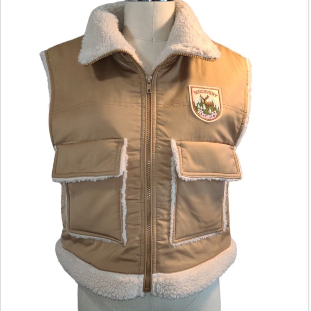 NWT Elodie Sherpa Vest XS Tan Teddy Fleece Grandpa Core Gorpcore Pumpkin Patch